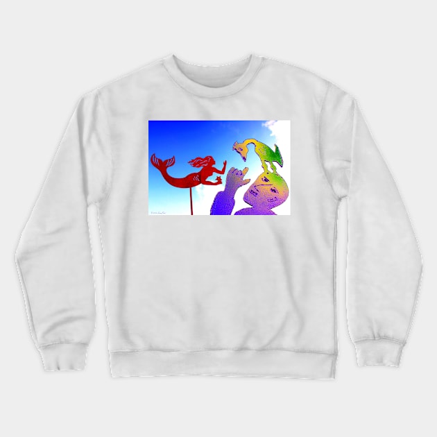 Mermaid & Rooster Head Crewneck Sweatshirt by BadHabitsLounge